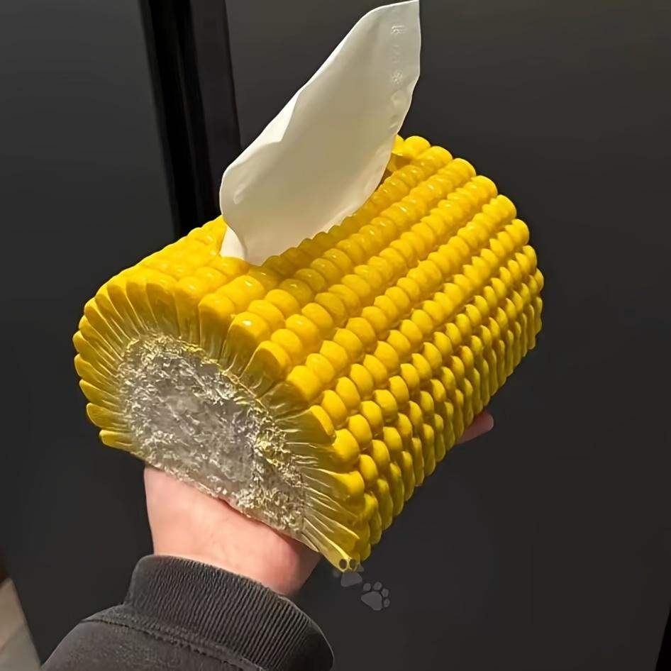 Corn‑Shaped Tissue Box Holder, Decorative Plastic Tissue Dispenser жёлтый