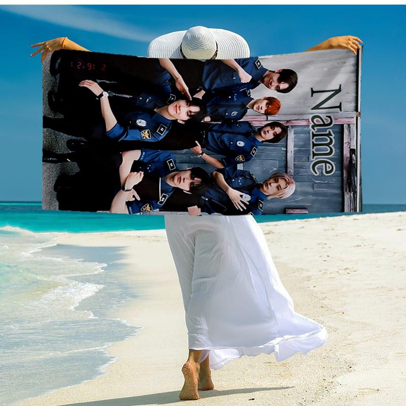 Custom Name Ultra-Soft Beach Towel with BOYNEXTDOOR Theme,Ideal for Pool - Camping, Diving - Perfect Travel Essential, Vibrant Beach Towel.