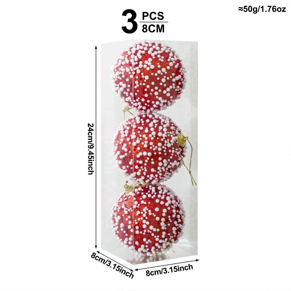 3Pcs/Set Shiny Christmas Ball 8CM Xmas Ornament Ball Durable Christmas Tree Balls  Home