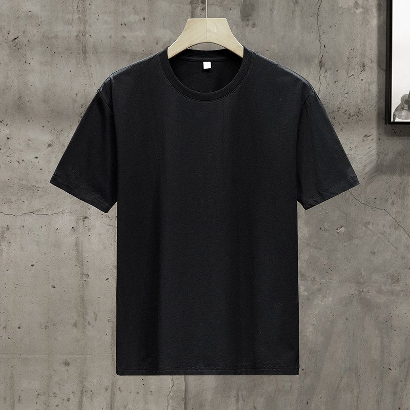 Clearance Summer Heavyweight Solid Color Short-Sleeve T-Shirt for Men, Round Neck, Loose Fit, Unisex Couple Casual Half-Sleeve Base Shirt