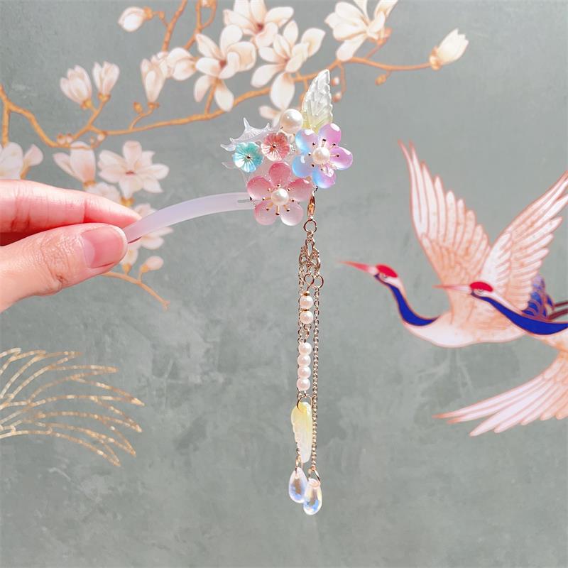 Children's New Style Hanfu Hairpin Step Shake Fringe Princess Hairpin Hair Adornment Girl's Ancient Costume Headwear