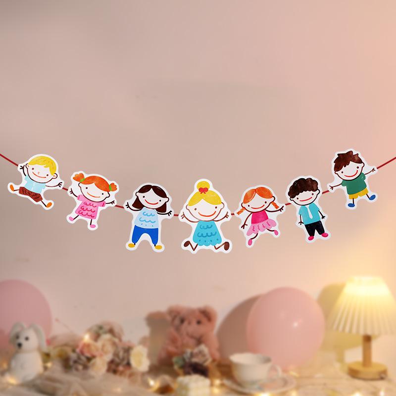 Colorful Cartoon Happy Birthday Banner for Kids' First Birthday Party Decoration