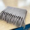 Versatile soft waxy solid color imitation cashmere fringed scarf women's winter lengthened warm thickened scarf shawl