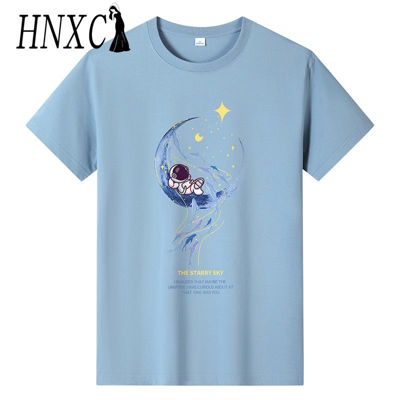 HNXC Bavlněné tričko s krátkým rukávem Pánská móda Košile s volným polovičním rukávem Košile s potiskem