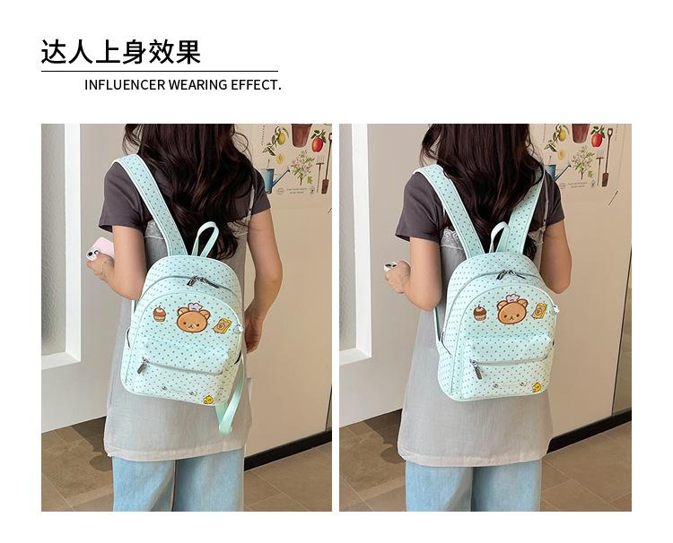 Schoolbag cute polka dot easy bear backpack bag women's 1011 new travel light high value backpack large capacity schoolbag