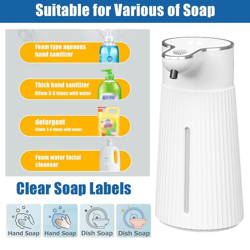 400ml Automatic Foam Soap Dispenser Touchless Smart Washing Hand Machine with USB Charging Infrared Sensor for Bathroom Kitchen
