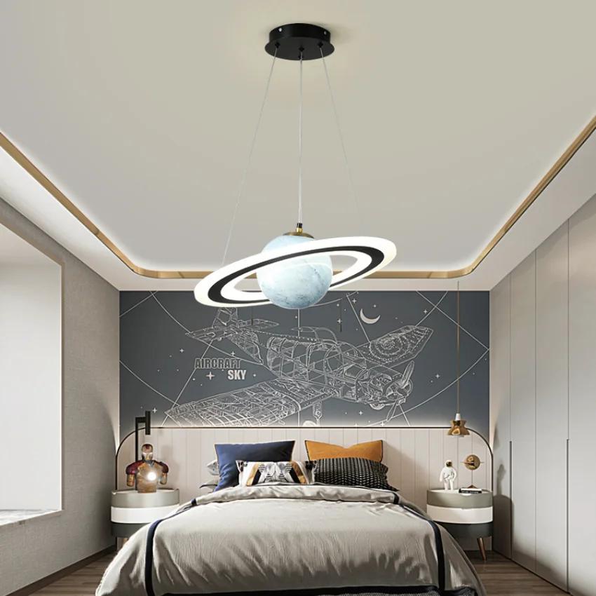 Modern Creative LED pendant light Children's Room Saturn Chandelier Bedroom Planetary Room Decoration Lighting Ceiling Light