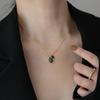 Green & Black Agate Double Pendant Necklace - Elegant 2026 Design, Colorfast Summer Clavicle Chain for Women