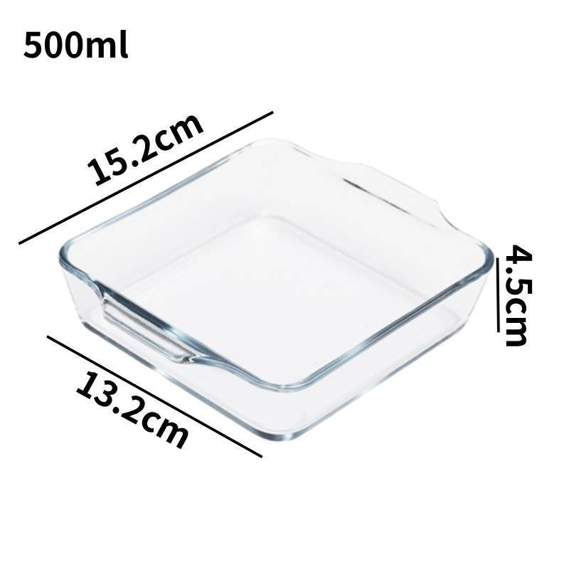 Square Roaster Glass Baking Pan Microwave Grilled Fish Plate Cooking Container