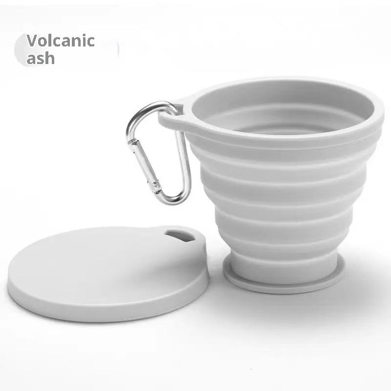 180ml Mini Folding Cup Silicone Retractable Cup Outdoor Travel Coffee Telescopic Drinking Mug With Lid