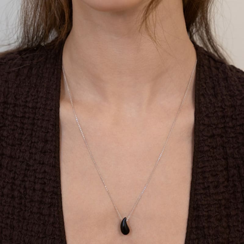 

TATIANA (925 Silver) Gemstone Long Necklace NZ2506 Onyx Gold Plated