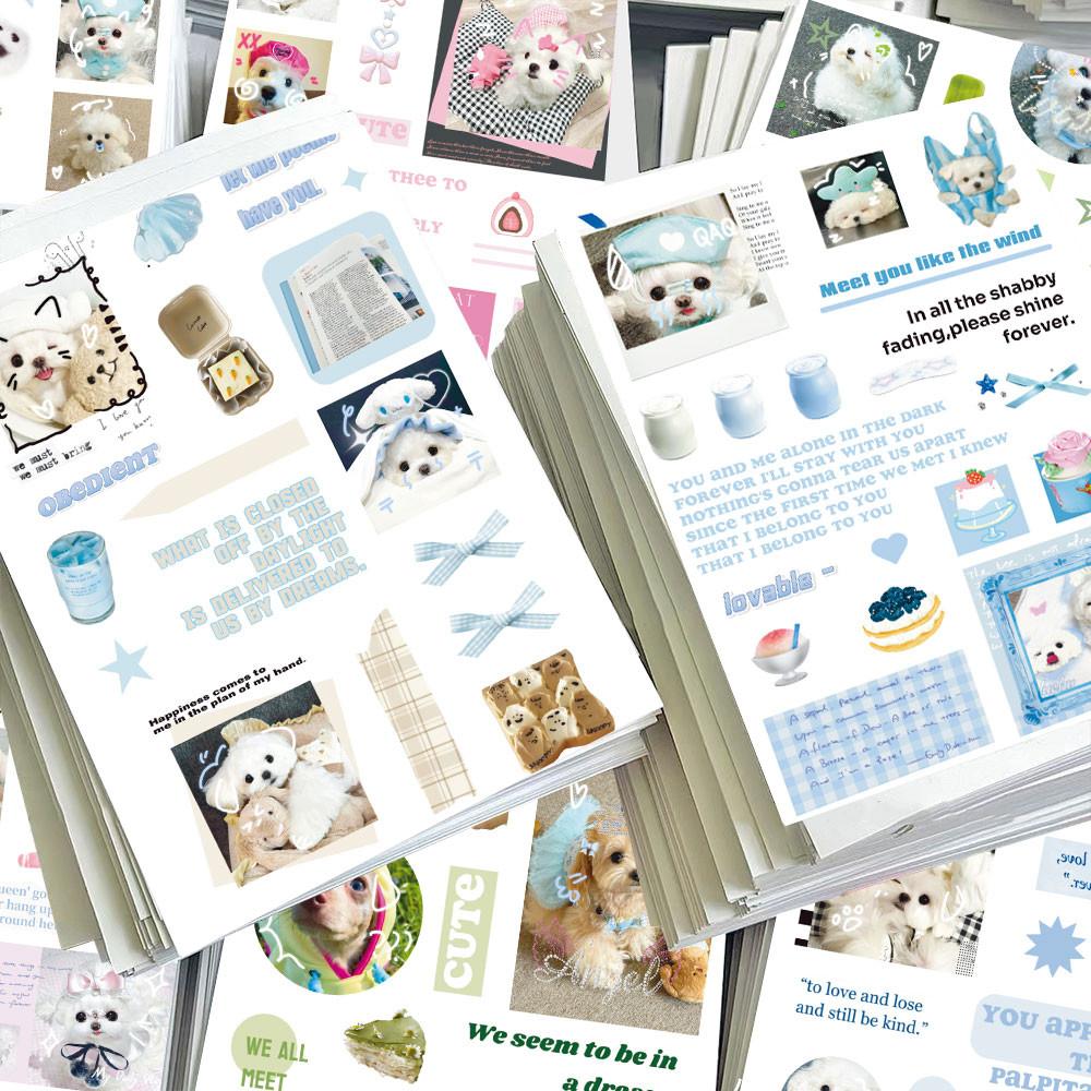 8-Piece Ins Style Puppy Stickers - Cute Decorative Decals for Phone Cases, Notebooks & Water Bottles