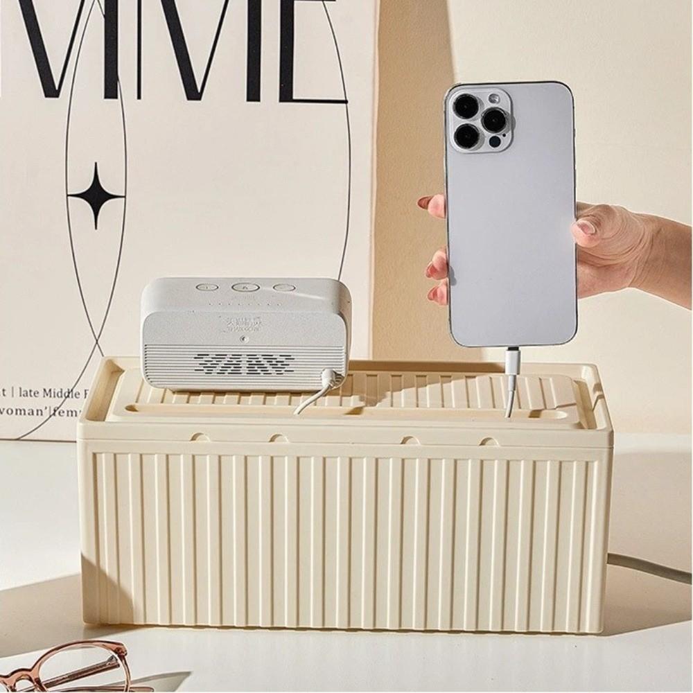 Desktop Decoration Power Strip Organizer Box Plastic Dustproof Management Storage Case Home Organization Tool Space Saving
