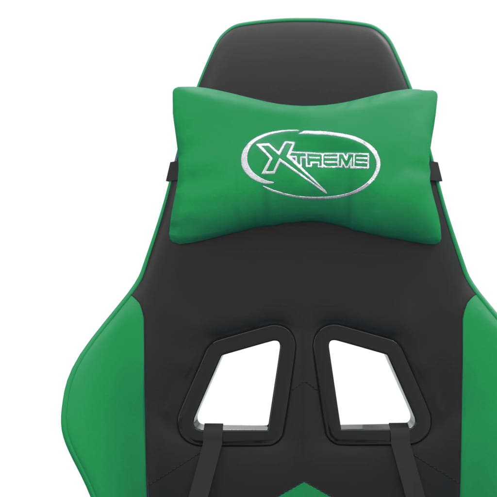 Gaming Chair In Black and Green Artificial Leather