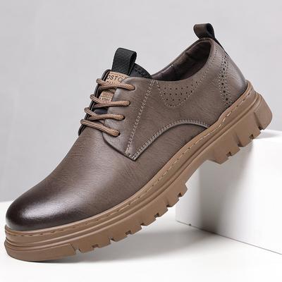 Fashion Men's Casual Vintage Shoes 2025 Autumn Hong Kong Style Thick Bottom Korean British Trendy Work Shoes One Piece Shoes