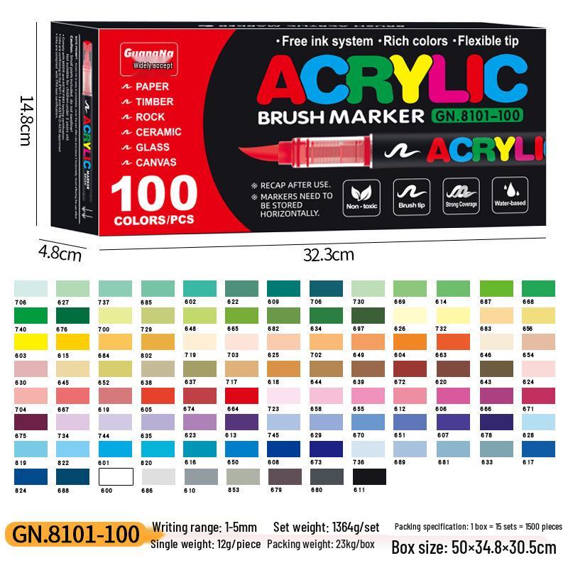 Guangna 8101 Stackable Soft Tip Acrylic Marker Set - 408 Colors for Art & DIY Graffiti