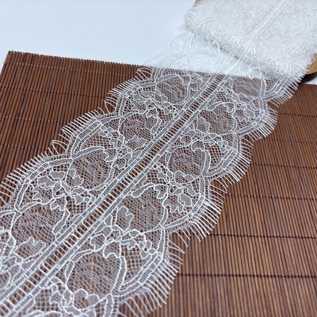3m x 9.5cm Narrow Chantilly Lace Trim, Non-stretch Eyelash Trimming Lace for Wedding, Lingerie, Underwear, Dress, Garment, Crafting
