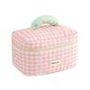 Soft Plaid Makeup Bag - Cute, Comfortable, Large Capacity Travel Toiletry Organizer