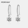 Boucles d'oreilles pendantes Moissanite PERFANY 0,5/1 Carat pour Femme Argent Pur S925 Griffe Six Griffes Classique Diamant de Laboratoire Mode Bijoux de Mariage