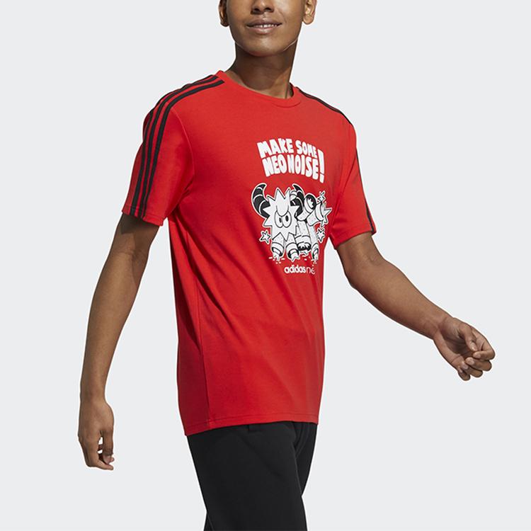 Adidas Neo Cartoon Print Sports Crew Neck T-Shirt Men Tops Red GS2577
