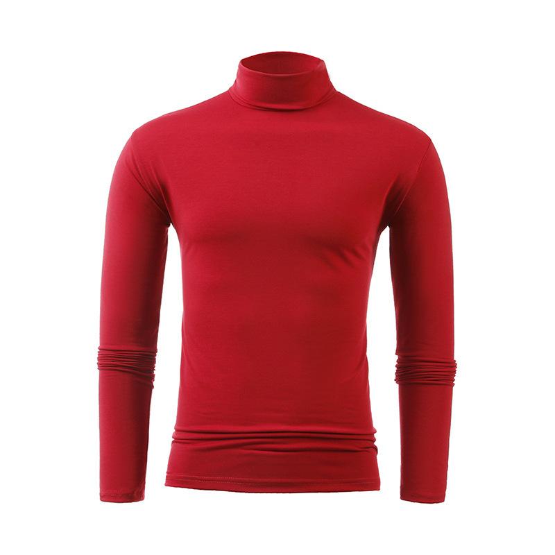T-shirt da uomo a collo alto a maniche lunghe Sottile Monocolore Base Sottogiacca da uomo