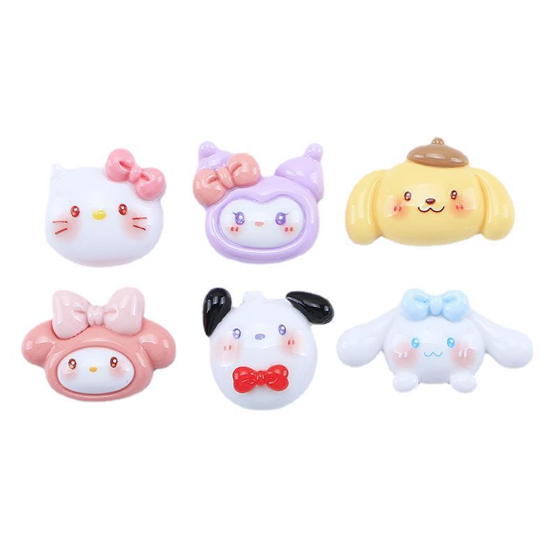 Cute Animal Head Cartoon Resin Hair Clip DIY Ornament Pack