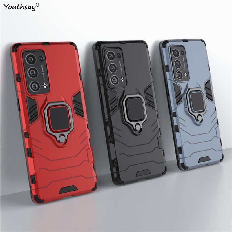 Para OPPO Reno 6 Pro Plus Funda Protectora Para OPPO Reno6 Pro Plus Cubierta Carcasa Blindada Cubierta con Anillo para el Dedo Para Reno 6 Pro Plus