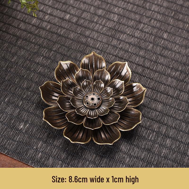 Antique Double-Layer Lotus Incense Holder for Tea Ceremony and Buddha Incense, Multi-Porous Sandalwood Line Burner.