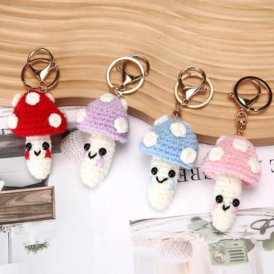 Handmade Crochet Mushroom Keychain - Cute Bag or Car Decoration Gift