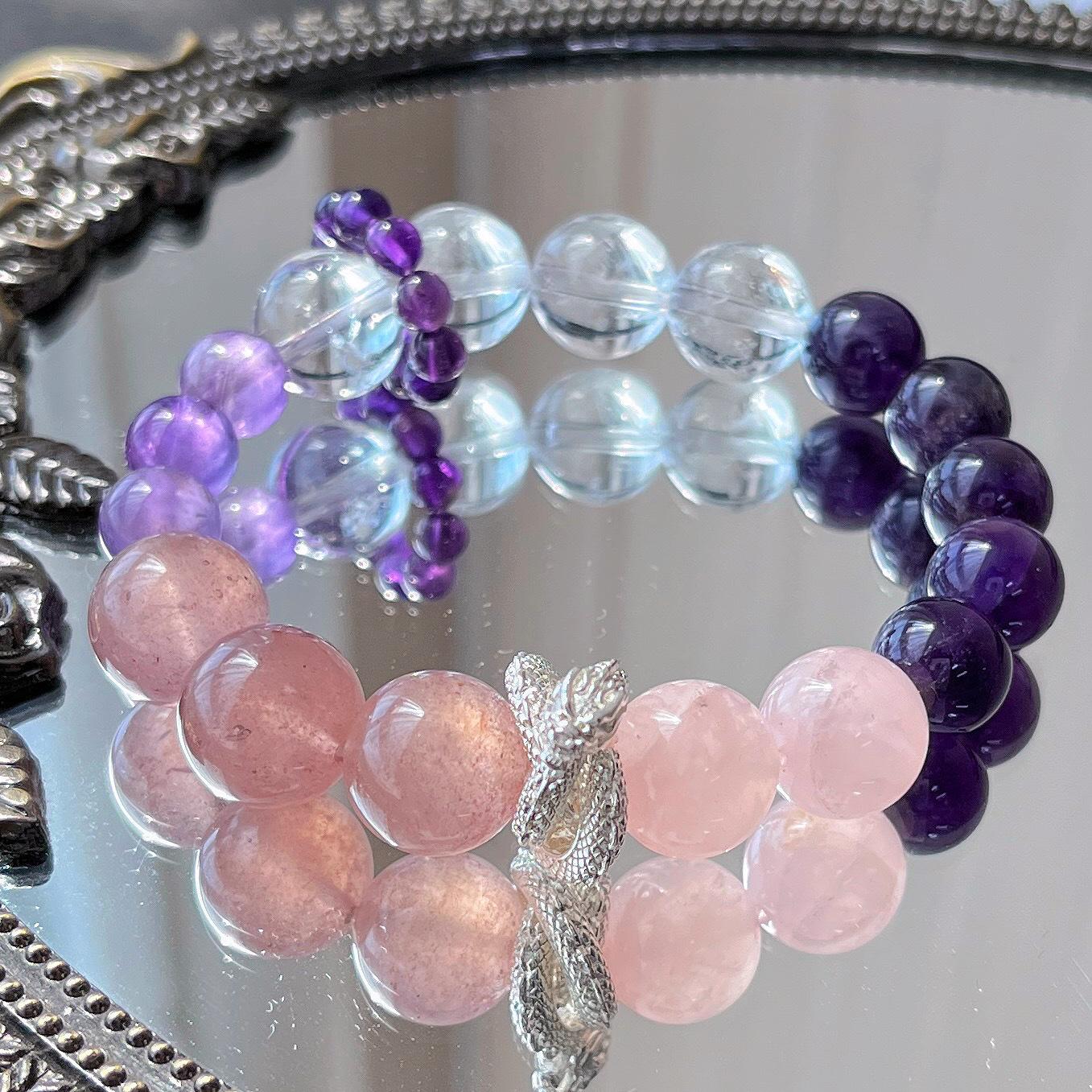 High Quality Natural White Crystal Amethyst Strawberry Crystal Powder Crystal Design Bracelet Bracelet