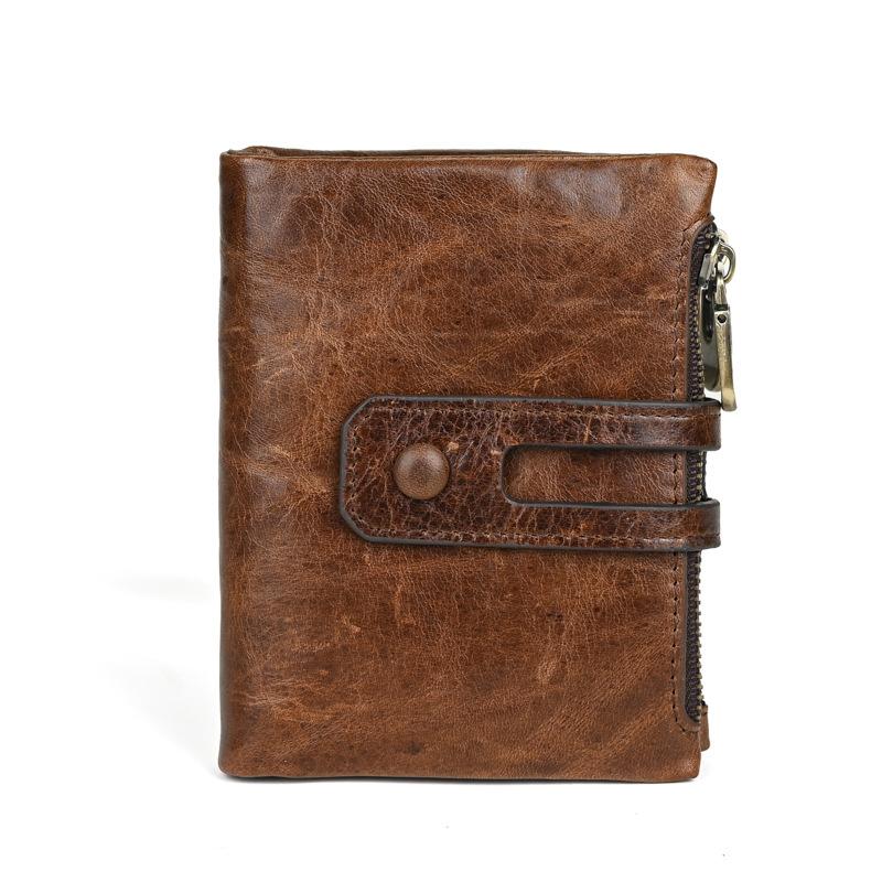 Men's Wallet, Leather Wallet, Casual and Fashionable, Double Zipper, Multi Card Retro Handbag, Coin Purse, Men's Wallet