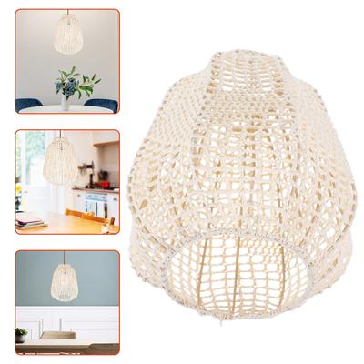 Cotton Rope Woven Lamp Shade Boho Handmade Light Cover for Pendant Ceiling Chandeliers Floor Lamp Decorative Drum Sconce