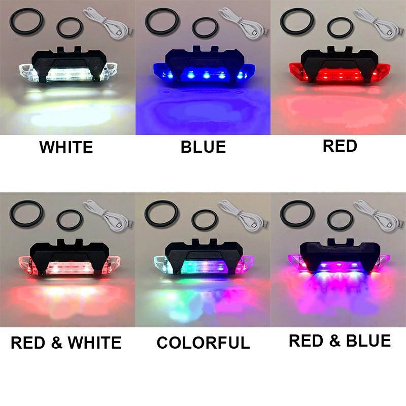 Bike Light Portable USB Rechargeable Tail Rear Safety Warning Light Taillight