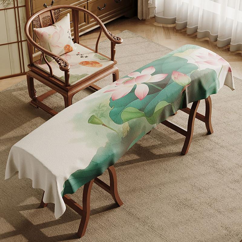 Lotus Printed Guzheng Cover Chinese Zither Dust Proof Protector Elegant Flannel Soft Piano Keyboard Cover for Women Home Decor