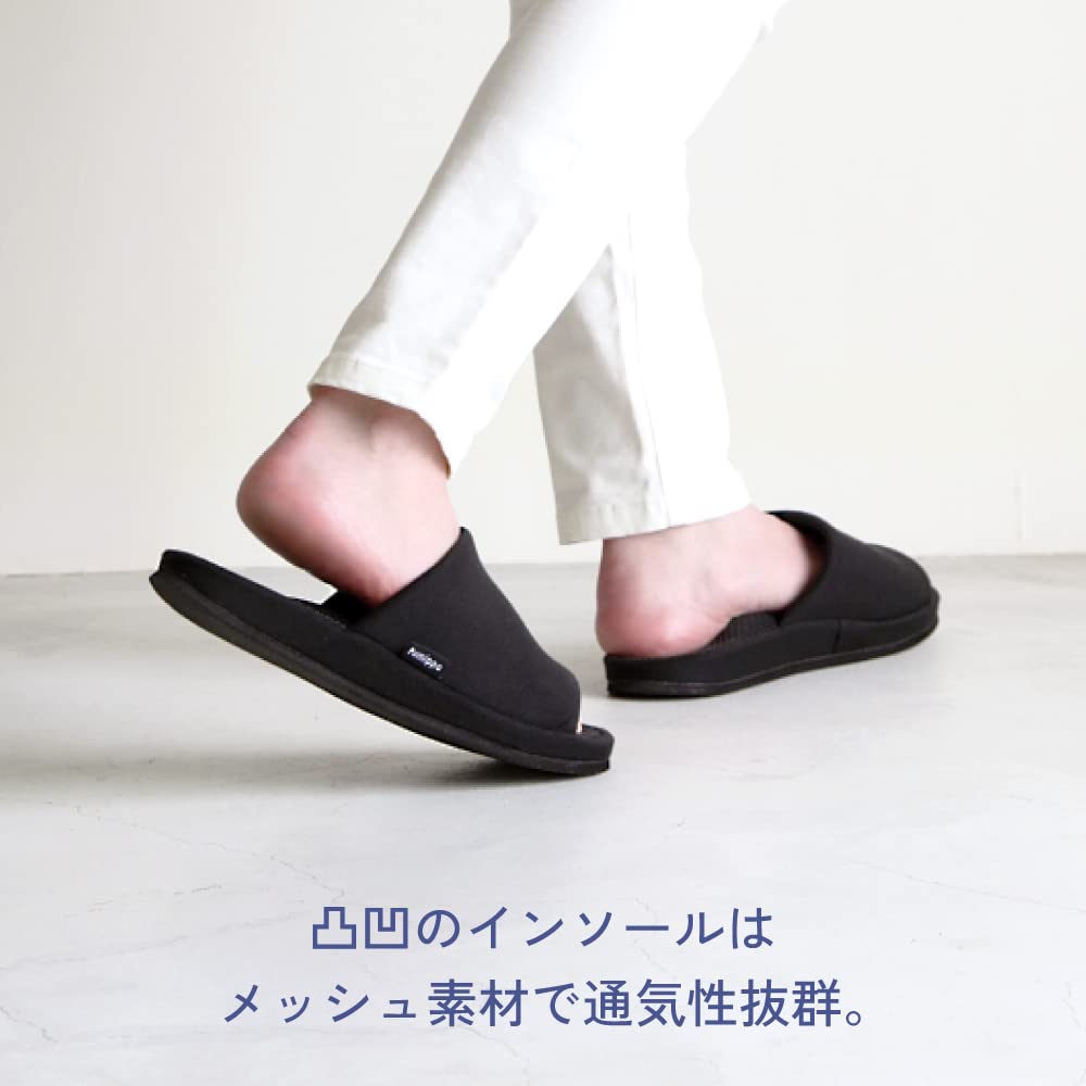 Alphax Health Foot Pressure Mega Pressurized Size Slippers, Point, Slippers, Black, L, 25.0-27.0cm