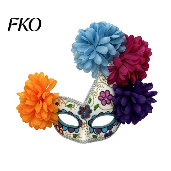 Lightweight Skull Masque Design Halloween Masquerade Masque, Flower Mexican Day of The Dead Comfortable Face Eye Cushion for Costume, Fancy