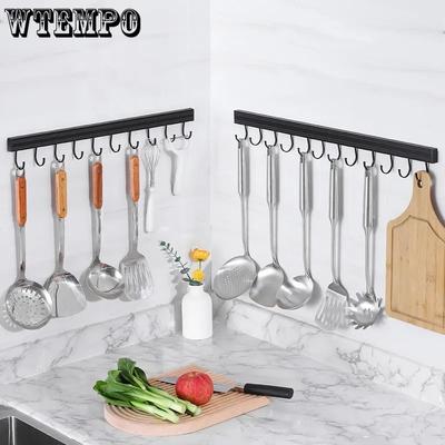 Suport pentru cuier Suport cu cârlig de bucătărie fără găuri, adeziv puternic, multifuncțional, pentru agățat pe perete, suport de depozitare pentru tije