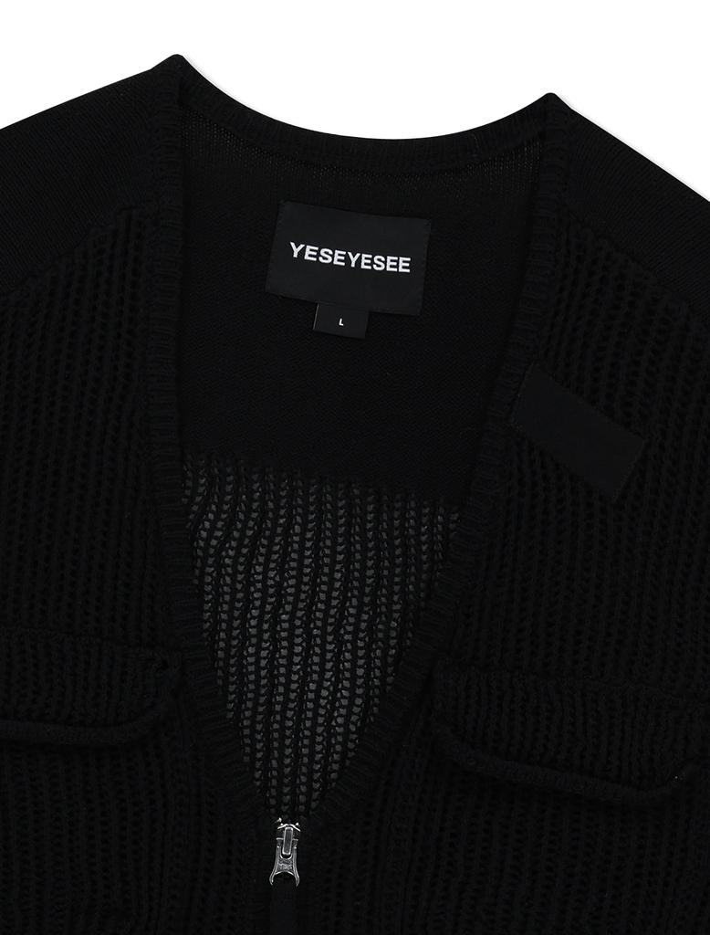 Yeseyesee Knitted Utility Vest Black