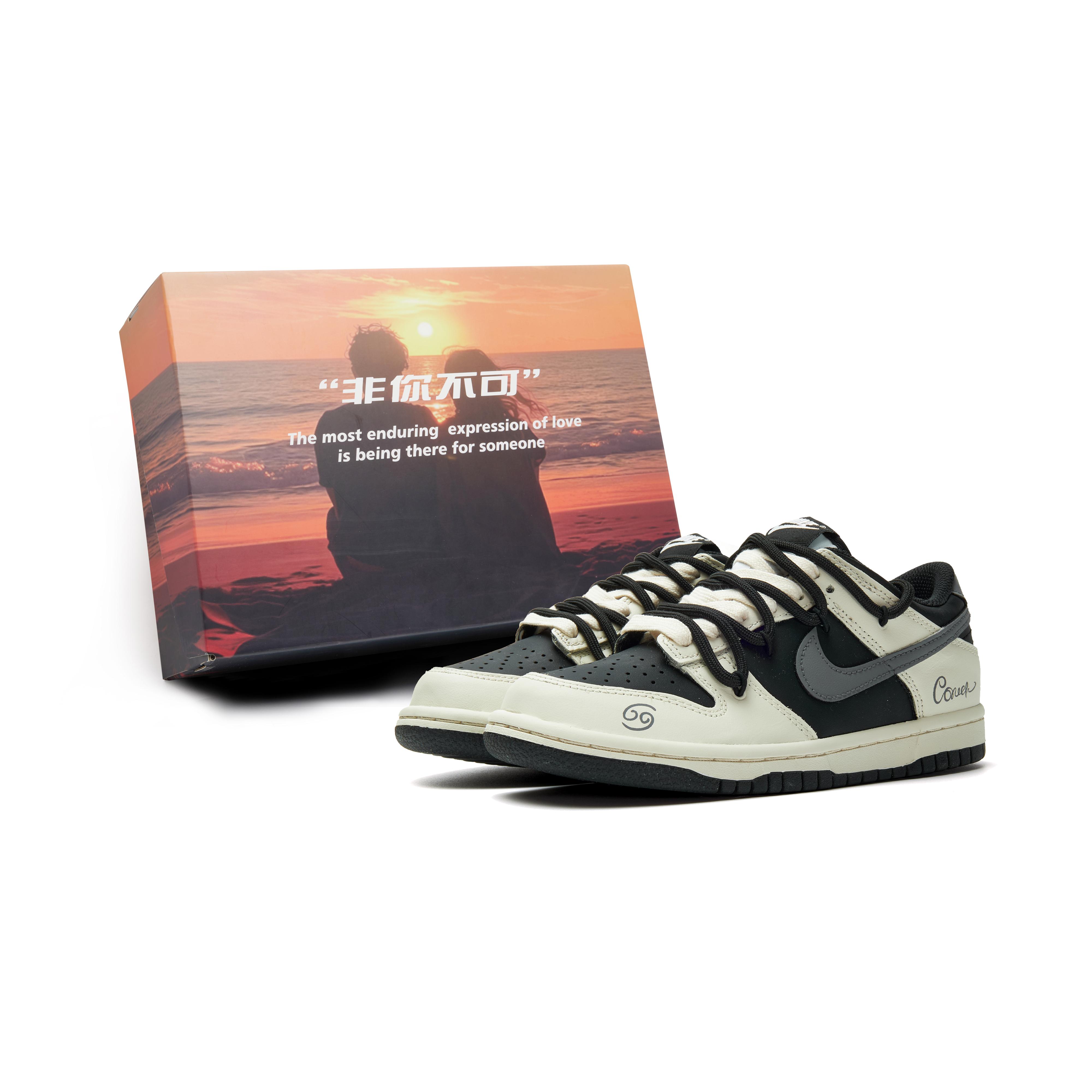 

Nike Dunk Abrasion Resistant Low top Skateboard Shoes Unisex Beige Gray Black HF5441-100(Team970-) 35.5