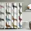 Rustic Farmhouse Decor: Handcrafted Rooster Pattern Shower Curtain For Bathroom Decoration – White Background With Blue, Green,