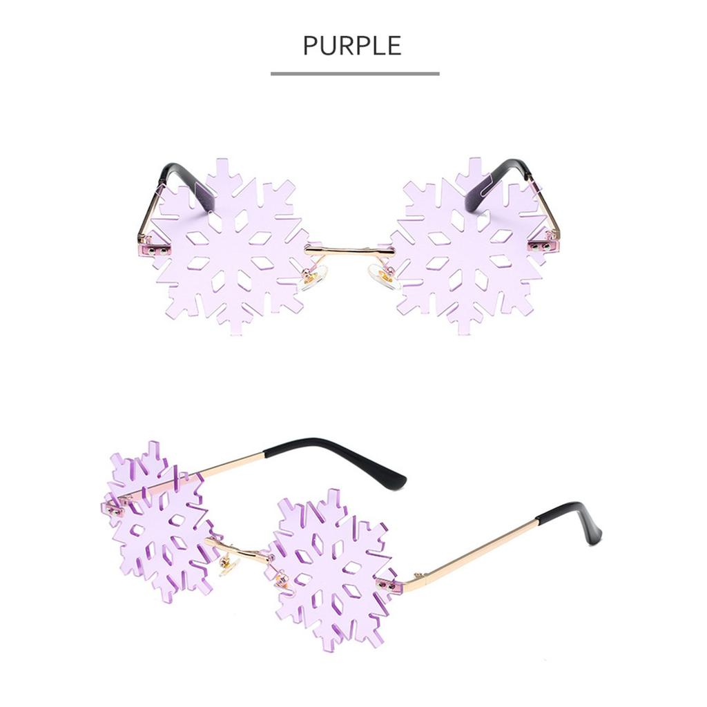 Fashion Colorful Snowflake Rimless Sunglasses for Girls Seaside Party Girls Taking Photo Christmas Camping Decors