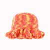 Dopamine Rainbow Color Matching Pleated Lotus Leaf Lace Knitted Bucket Hat Women'S Autumn And Winter Handmade Crochet Wool Hat