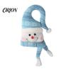 Decorative Snowman with Plaid Bows Lighted Christmas Tree Topper, Glowing Star Hat LED Light, Plush Ornament Winter Holiday Decor for Home And Indoor
