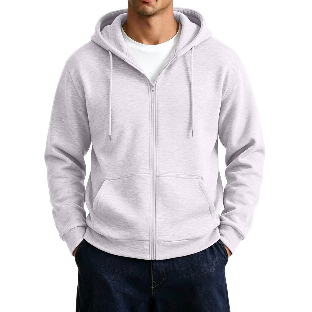 Men's Zip-Up Hoodie Jacket with Large Pockets Color Casual