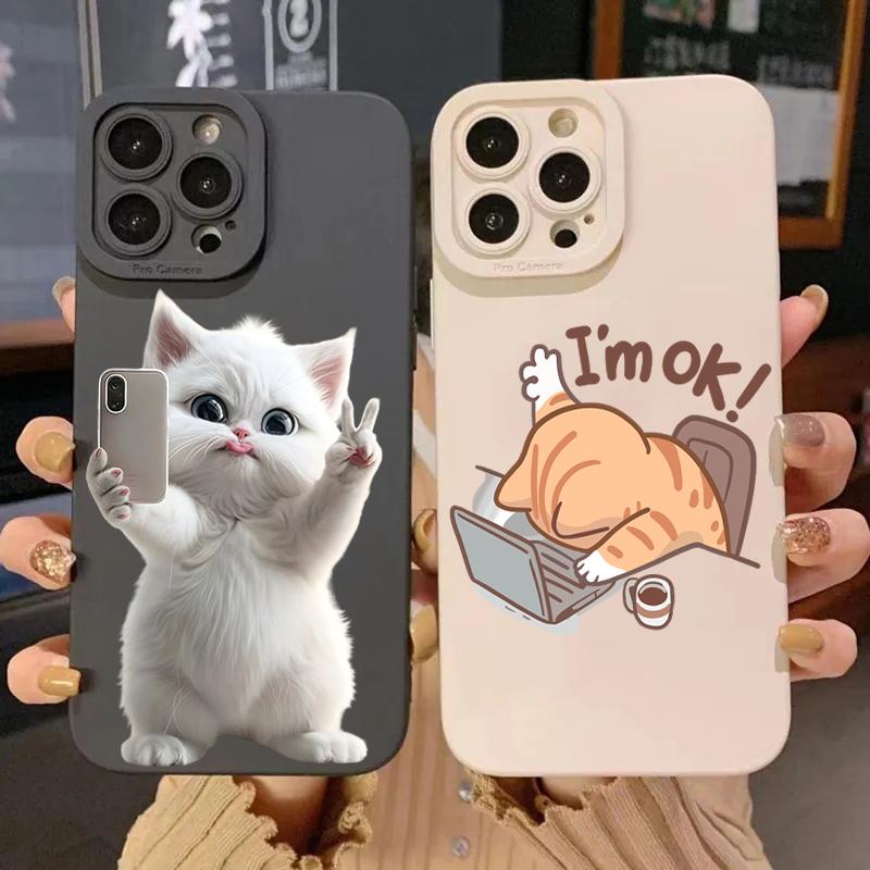 Cute Cat Pattern Silicone Phone Case For Xiaomi Mi 15 14T 13T 12T Pro 14 13 11 Lite 5G NE Poco F6 F5 X5 M6 X7 Pro Soft Cover