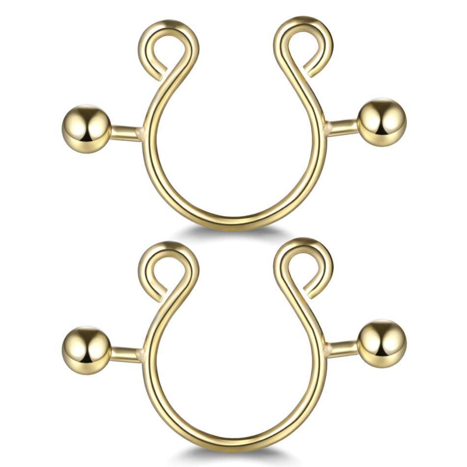 

2pcs/lot Surgical Steel Fake Sexy Nipple Clip Rings Charm Faux Nipple Shield Non Piercing Rings Body Jewelry for Women Gift 14G 1.6x15x5x5mm