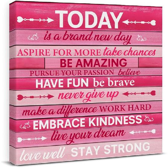 pirational Farmhouse Canvas Print Wall Art Decor One Small Positive Thought in the Morning Can Change Your Whole Day Sign Painting Plaque Rustic Home