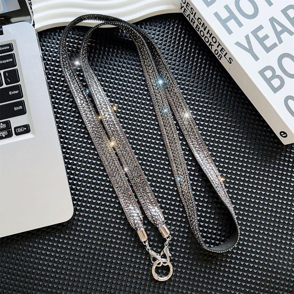 Water Diamond Phone Lanyard With Pvc Wide Strap For Girls And Women