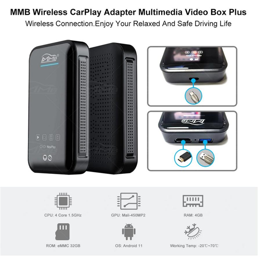 1X For Car Video Player Wireless Carplay MMB Plus TV Streaming Box Netflix 4+32G