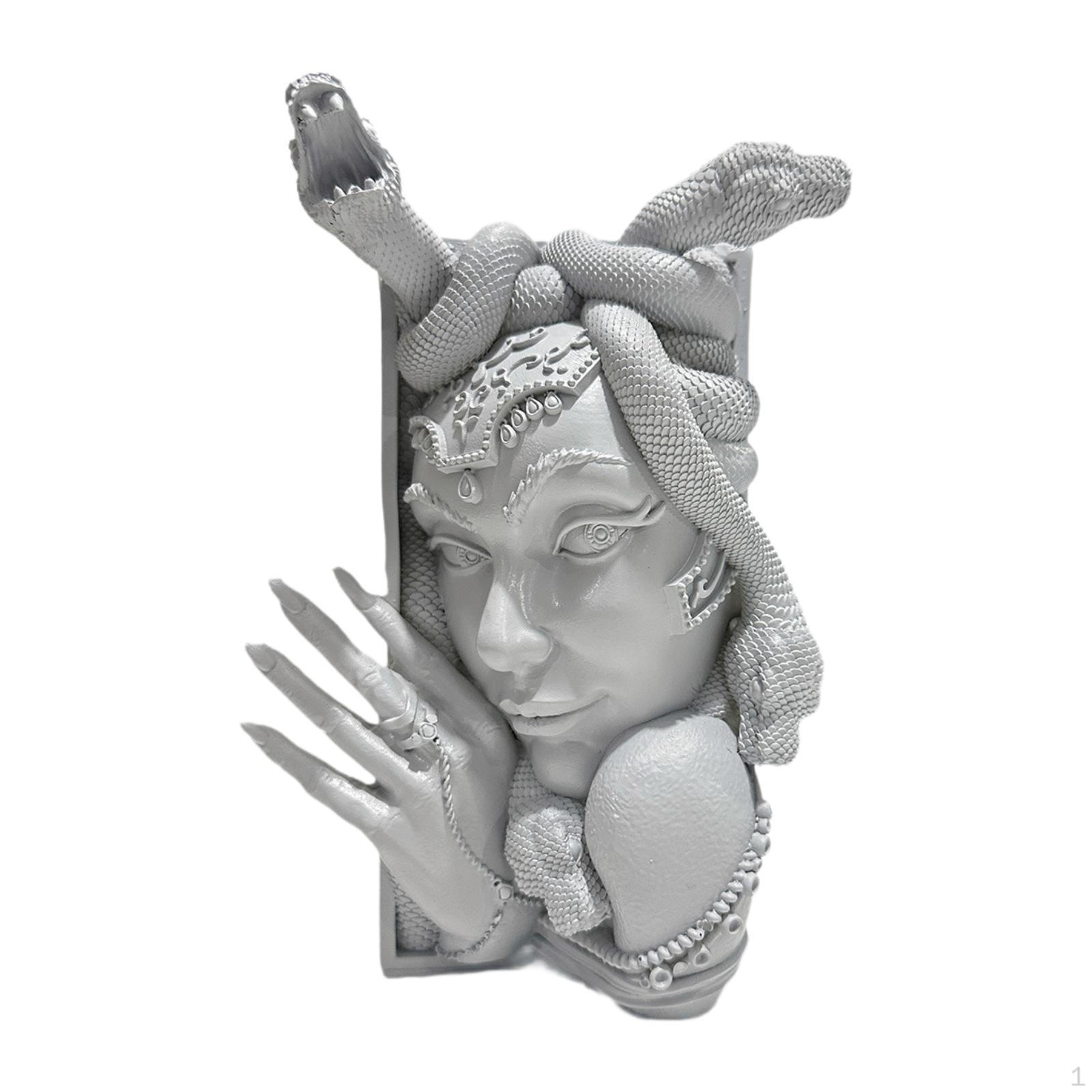 

Book Nooks with Medusa Head Design Snake Women Face Bookend Gray